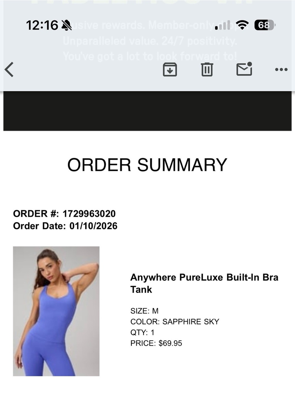 Fabletics Anywhere PureLuxe Built-In Bra
Tank - Sapphire - Picture 5 of 5